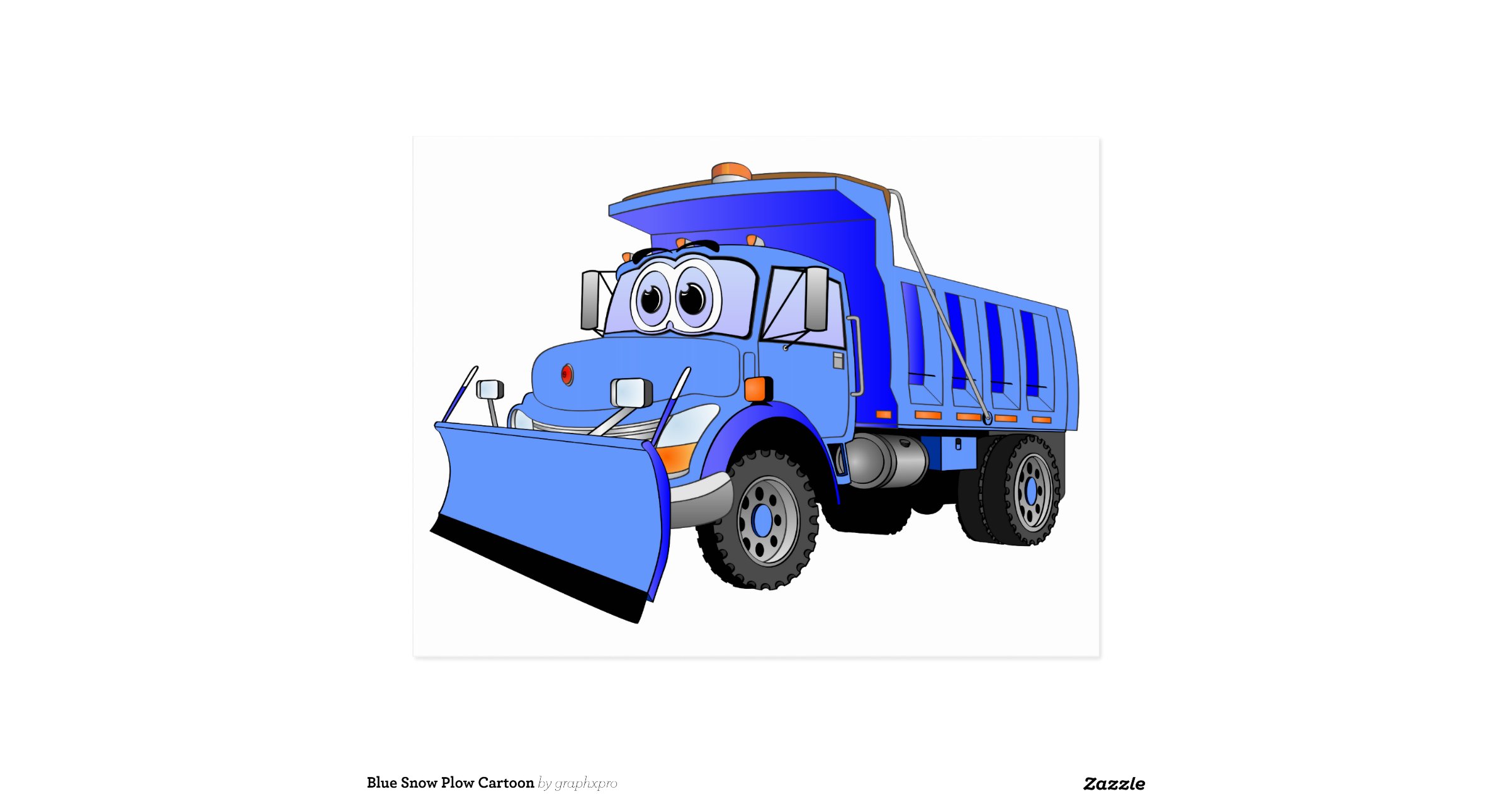 Blue Snow Plow Cartoon Postcard | Zazzle