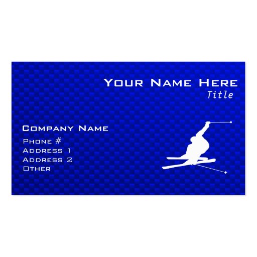 Blue Snow Skiing Business Cards (front side)