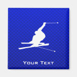 Blue Snow Skiing Magnet