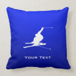 Blue Snow Skiing Pillow