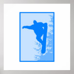 Blue Snowboard Logo Posters