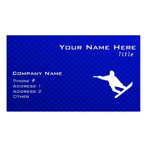 Blue Snowboarding Business Card Template (front side)