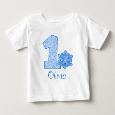 Blue Snowflake 1st Birthday Personalized Tshirts