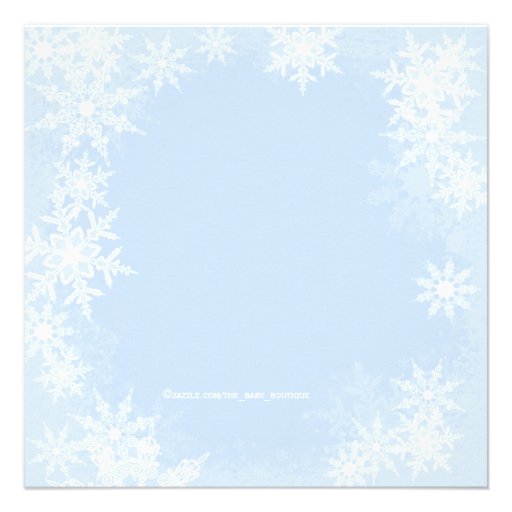 Blue Snowflake Boys Christmas Baby Shower Personalized Invites