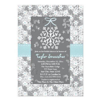 Blue Snowflake Bridal Wedding Shower Invitations