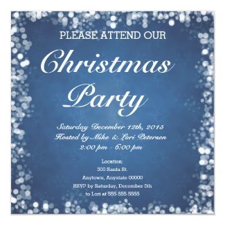 Blue Snowflake Christmas Party Invitation