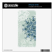 Blue Snowflake Decal For iPhone 4