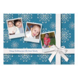 Blue Snowflake Gems Flat Holiday Card Personalized Announcement
