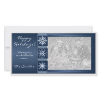 Blue Snowflake Holidays Photo Card