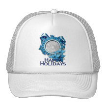 Blue Snowflake INSERT YOUR PHOTO Trucker Hat
