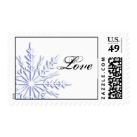 Blue Snowflake Love Winter Wedding Postage Stamp