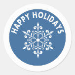 Blue Snowflake Medallion Holiday Stickers