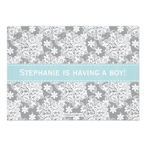 Blue Snowflake Mobile Crib Baby Shower Invitation