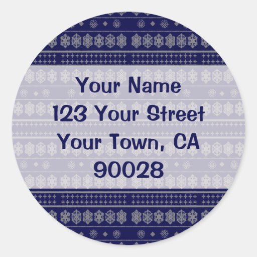 Blue snowflake pattern round sticker