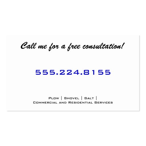 Blue Snowflake Snow Removal Service Business Cards (back side)