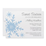 Blue Snowflake Sweet 16 Winter Birthday Invitation