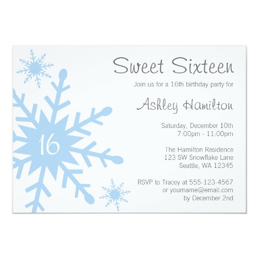 snowflake birthday invites