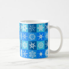 Blue Snowflake Tile Christmas Pattern Gifts Mugs