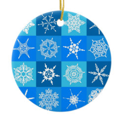 Blue Snowflake Tile Christmas Pattern Gifts Ornament