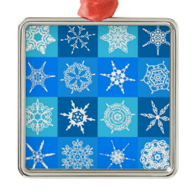 Blue Snowflake Tile Christmas Pattern Gifts Christmas Ornament