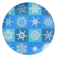 Blue Snowflake Tile Christmas Pattern Gifts Dinner Plate