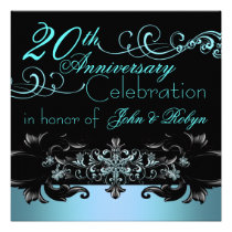 Blue Snowflake Wedding Anniversary Invitation invitations
