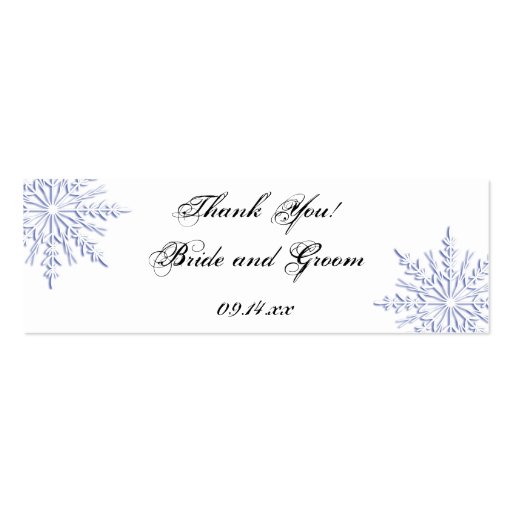Blue Snowflake Wedding Favor Tags Business Card Templates (front side)