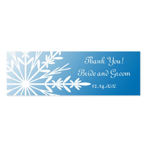 Blue Snowflake Wedding Favor Tags Business Card (front side)