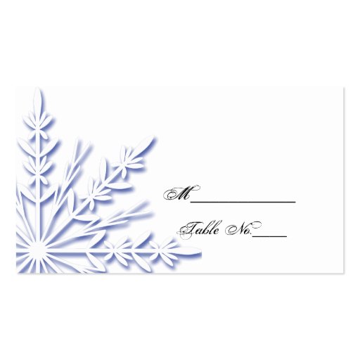 Blue Snowflake Wedding Place Card Business Card Template (front side)