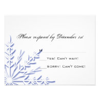 Blue Snowflake Wedding RSVP Response Card Invitation