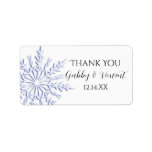 Blue Snowflake Wedding Thank You Label