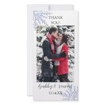 Blue Snowflake Wedding Thank You Photo Card