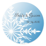 Blue Snowflake Winter Wedding Envelope Seals Sticker