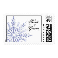 Blue Snowflake Winter Wedding Postage Stamp