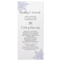 Blue Snowflake Winter Wedding Program Full Color Rack Card
