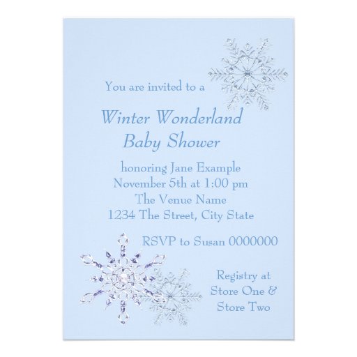 Blue Snowflake Winter Wonderland Baby Shower Custom Invite