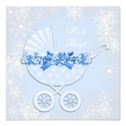 Blue Snowflake Winter Wonderland Baby Shower Personalized Invitations