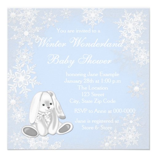Blue Snowflake Winter Wonderland Baby Shower Personalized Invitations