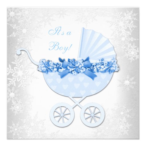 Blue Snowflake Winter Wonderland Baby Shower Personalized Announcement