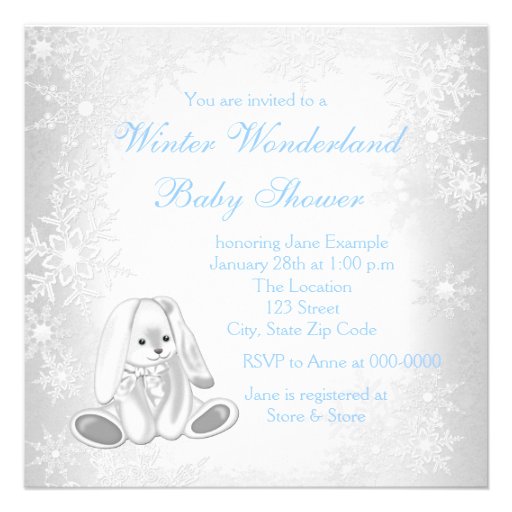 Blue Snowflake Winter Wonderland Baby Shower Personalized Announcement