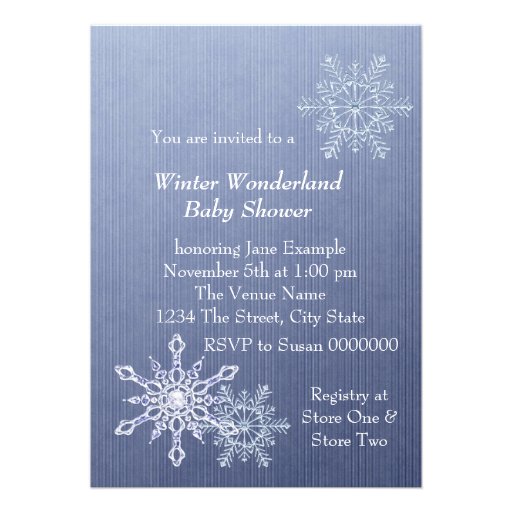 Blue Snowflake Winter Wonderland Baby Shower Invite