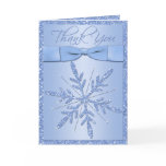 Blue Snowflake with FAUX Ribbon Thank You Card