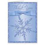 Blue Snowflake with FAUX Ribbon Thank You Card
