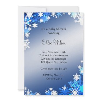 Blue Snowflakes Baby Shower Invitation invitation