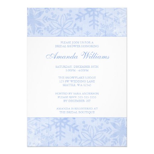 Blue Snowflakes Bridal Shower Custom Invitations