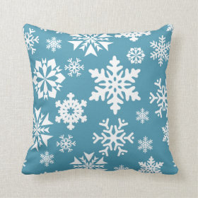 Blue Snowflakes Christmas Holiday Winter Pattern Pillows