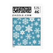 Blue Snowflakes Christmas Holiday Winter Pattern Postage
