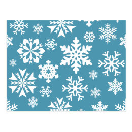 Blue Snowflakes Christmas Holiday Winter Pattern Postcard