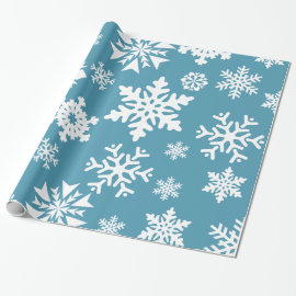 Blue Snowflakes Christmas Holiday Winter Pattern Wrapping Paper