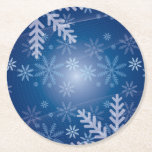 Blue Snowflakes Christmas Round Paper Coaster